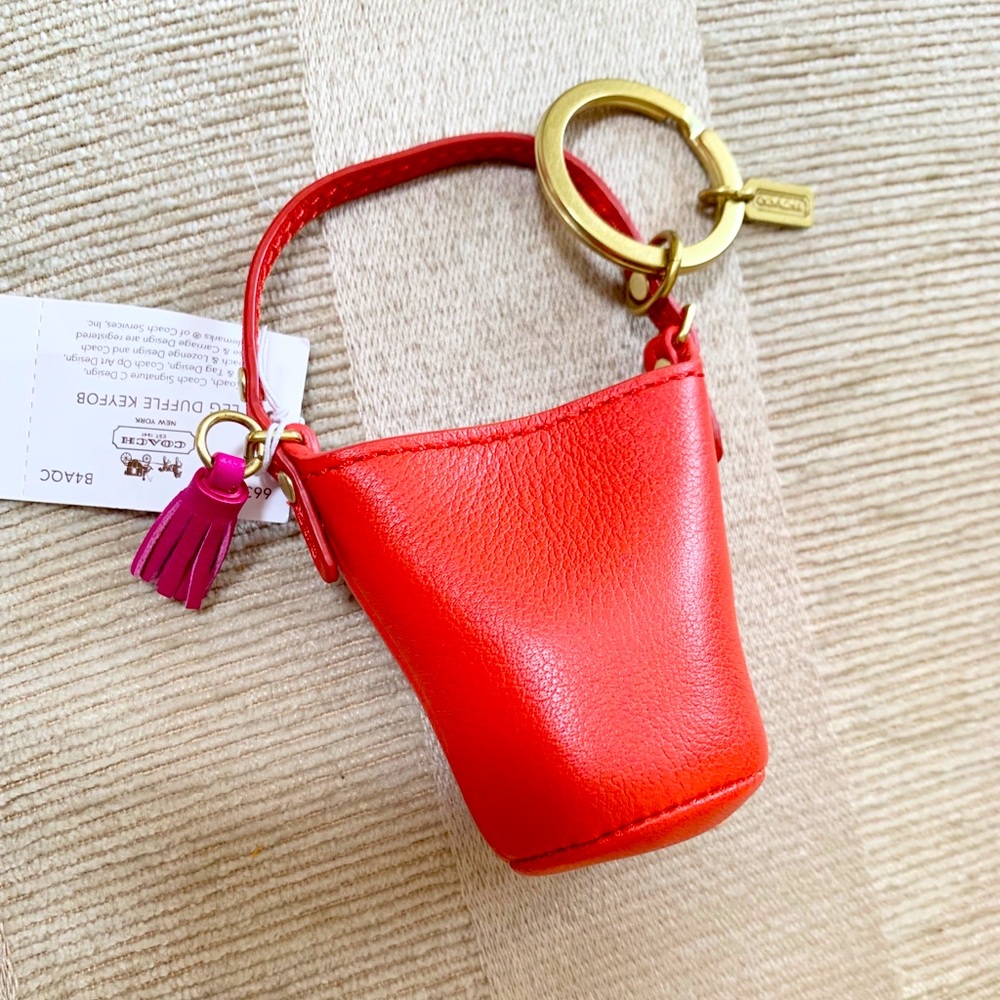 NWT COACH LEATHER DUFFLE BAG BARBIE KEY FOB KEY CHAIN Key ring